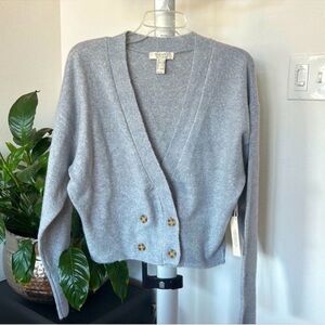 Forever 21 Knit sweater cardigan Sz L gray V neck Buttoned New